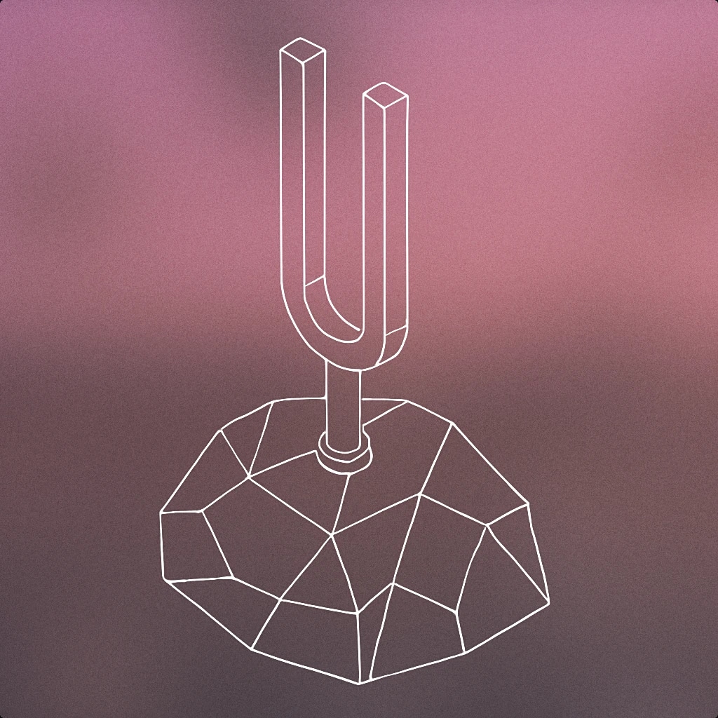 Cover of A tuning fork embedded in a geometric rock base for Pickaxe sound effects