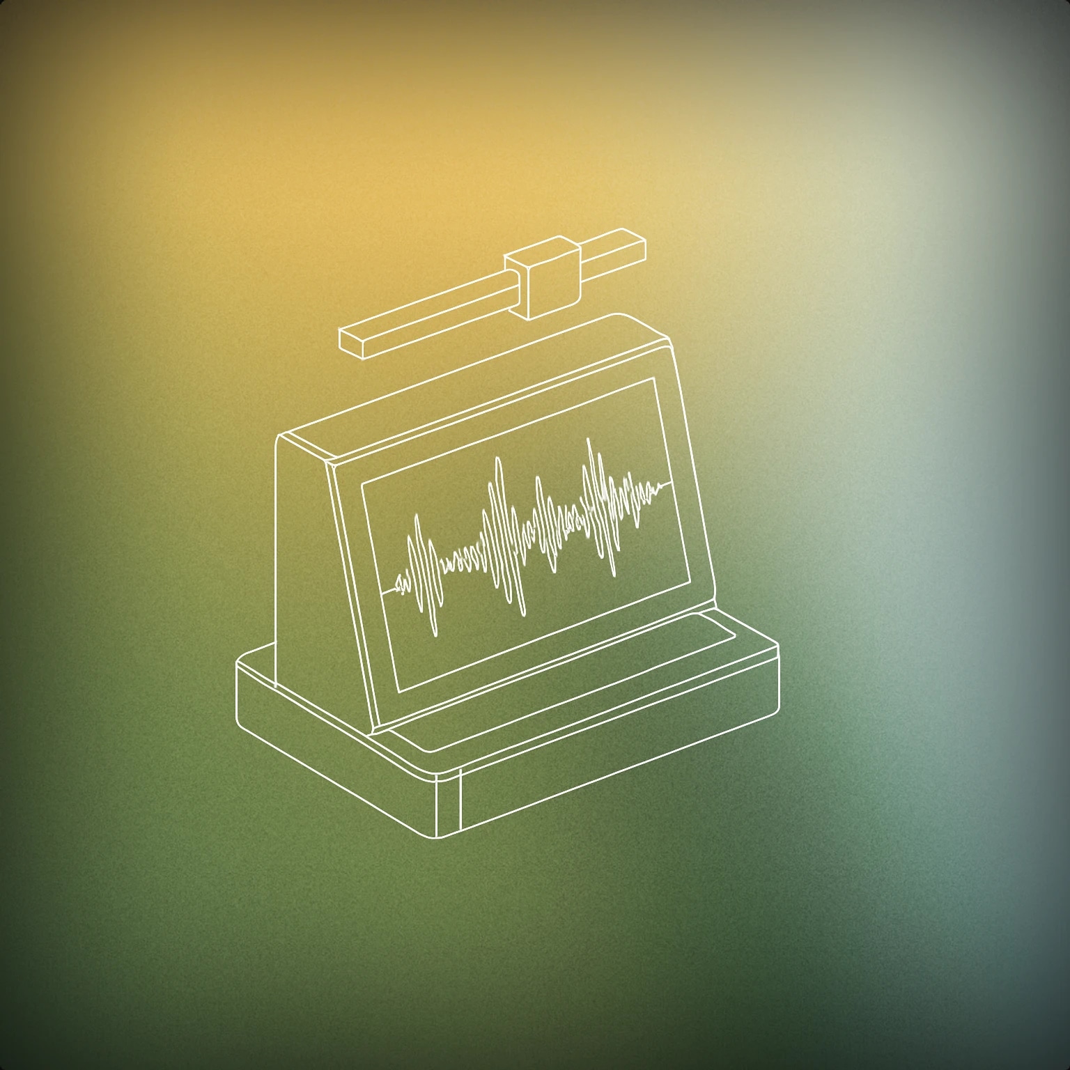 Cover of a stylized audio waveform displayed on a simple standing digital scanner with a single floating slider above it for Scan sound effects