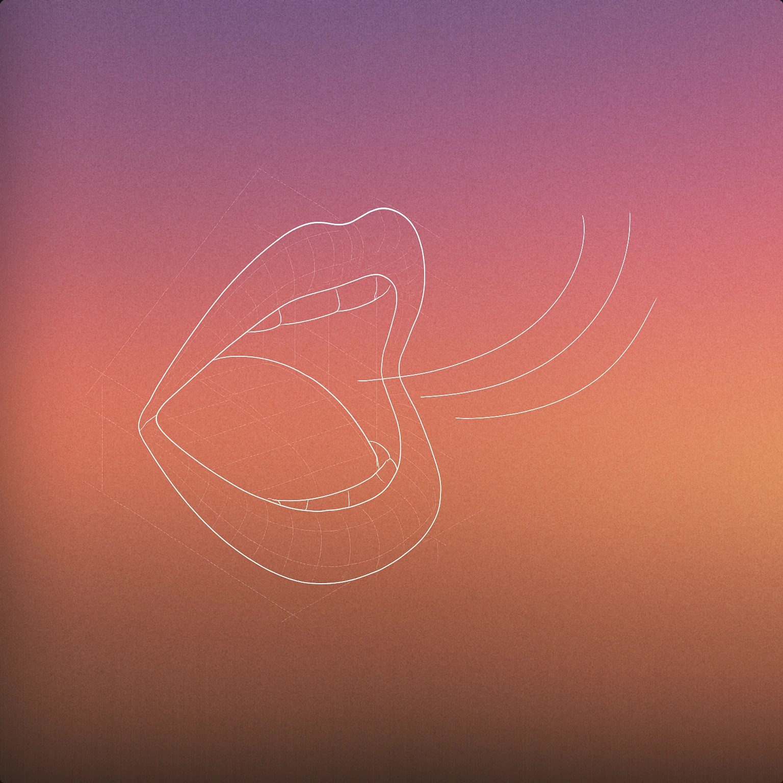 Cover of open mouth with gently curved lips and visible breath lines for Ahhh sound effects