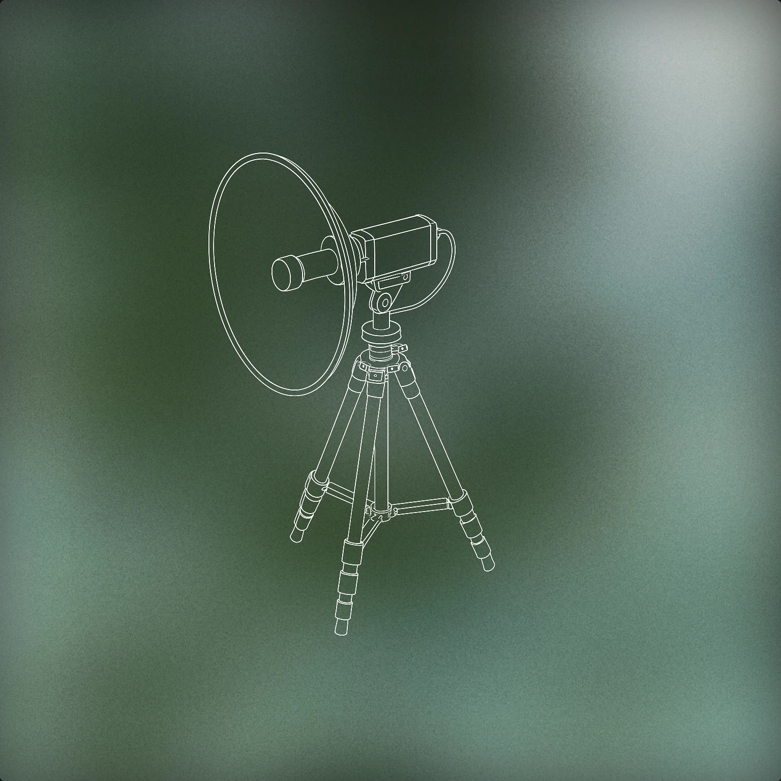 Cover of parabolic microphone dish mounted on a tripod for Camera sound effects