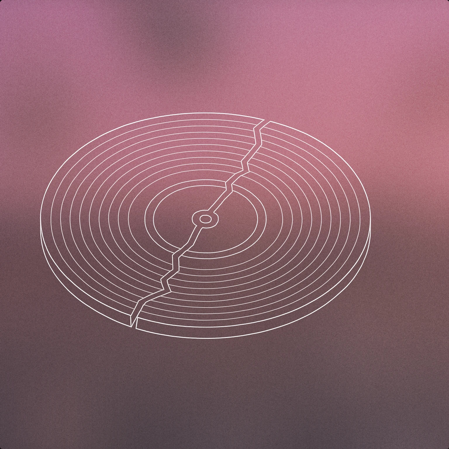 Cover of a cracked vinyl record with a visible jagged break through its center for Uh Oh sound effects