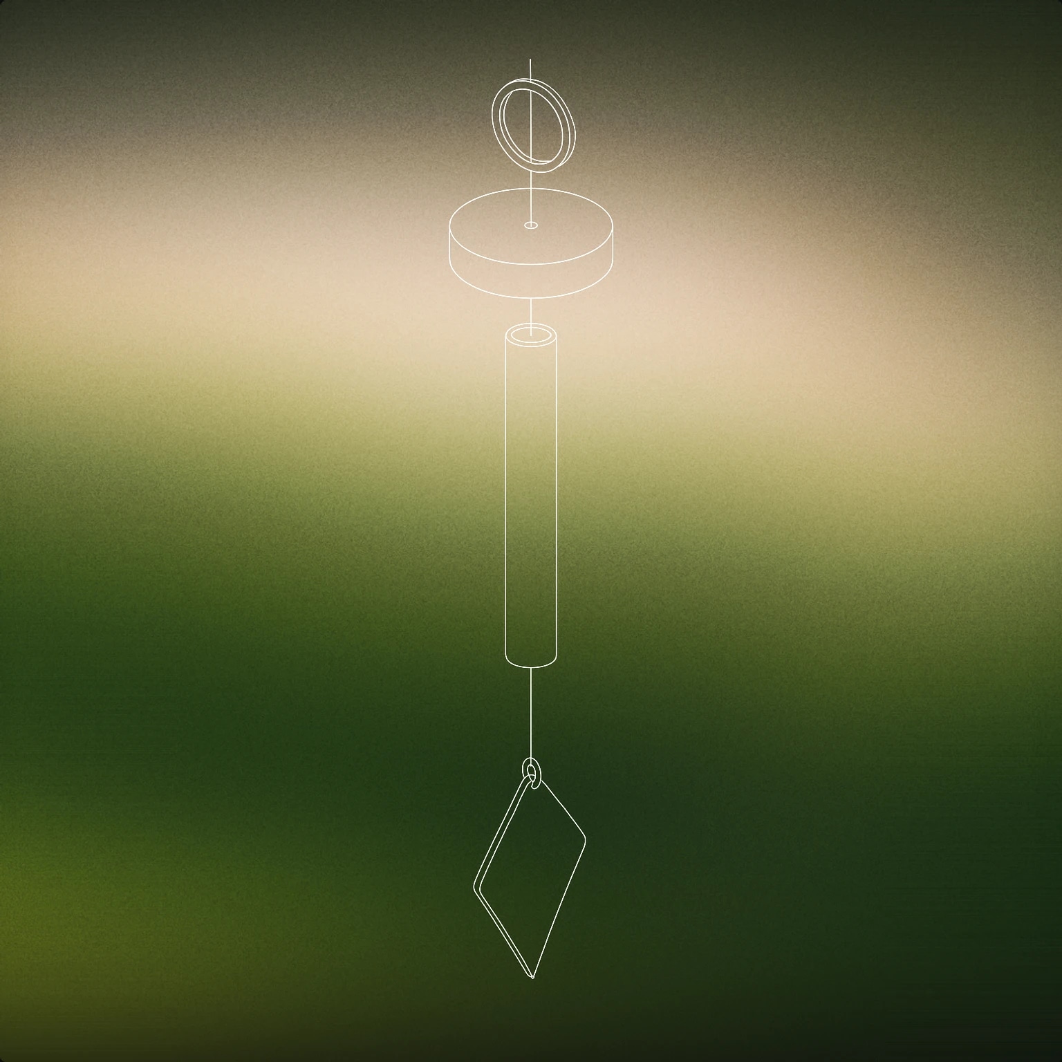 Cover of an abstracted wind chime with a single suspended tube and a stylized clapper for Wind sound effects