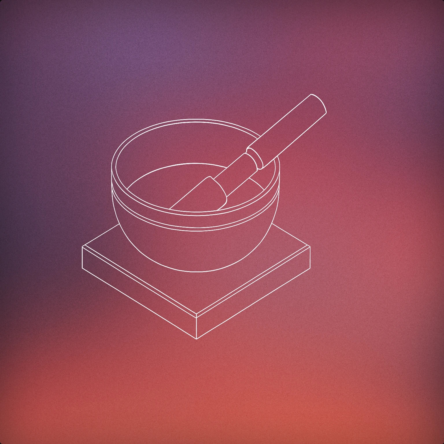 Cover of Singing bowl with a mallet on a wooden base for Spa sound effects