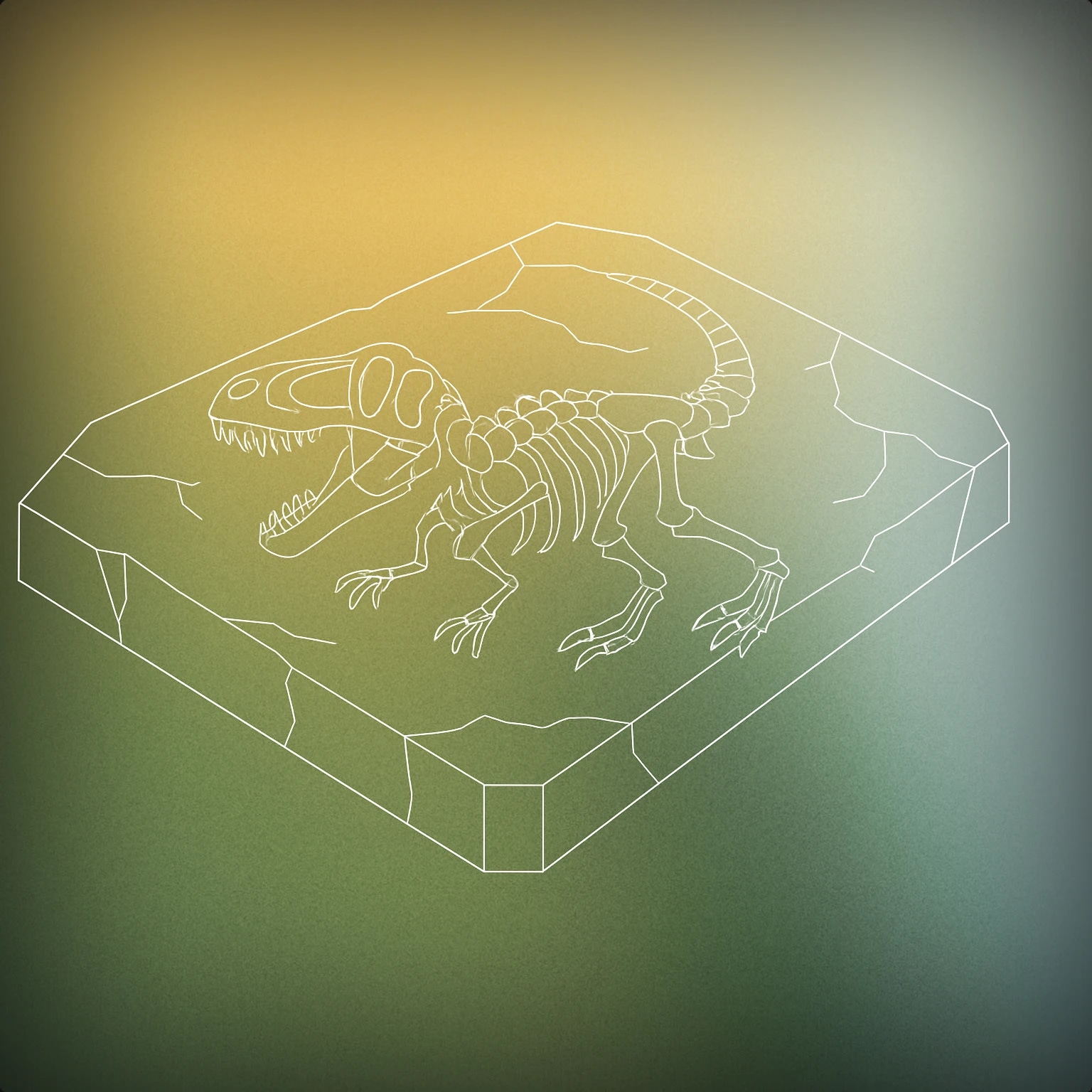 Cover of A dinosaur fossil embedded in a stylized rock slab, with a visible open mouth as if roaring for Dinosaur sound effects