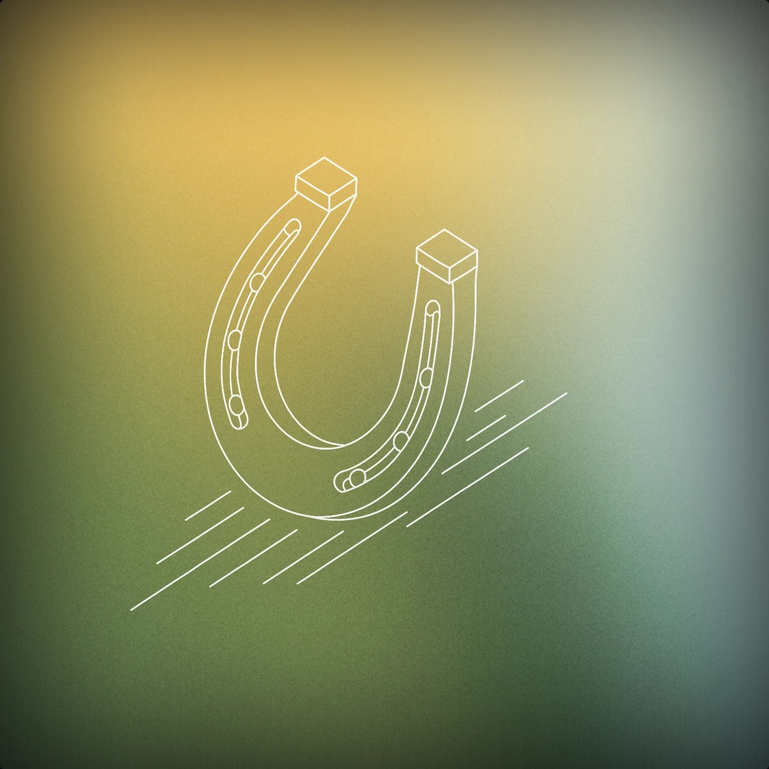 Cover of a stylized horseshoe with motion lines beneath it for Horse Galloping sound effects