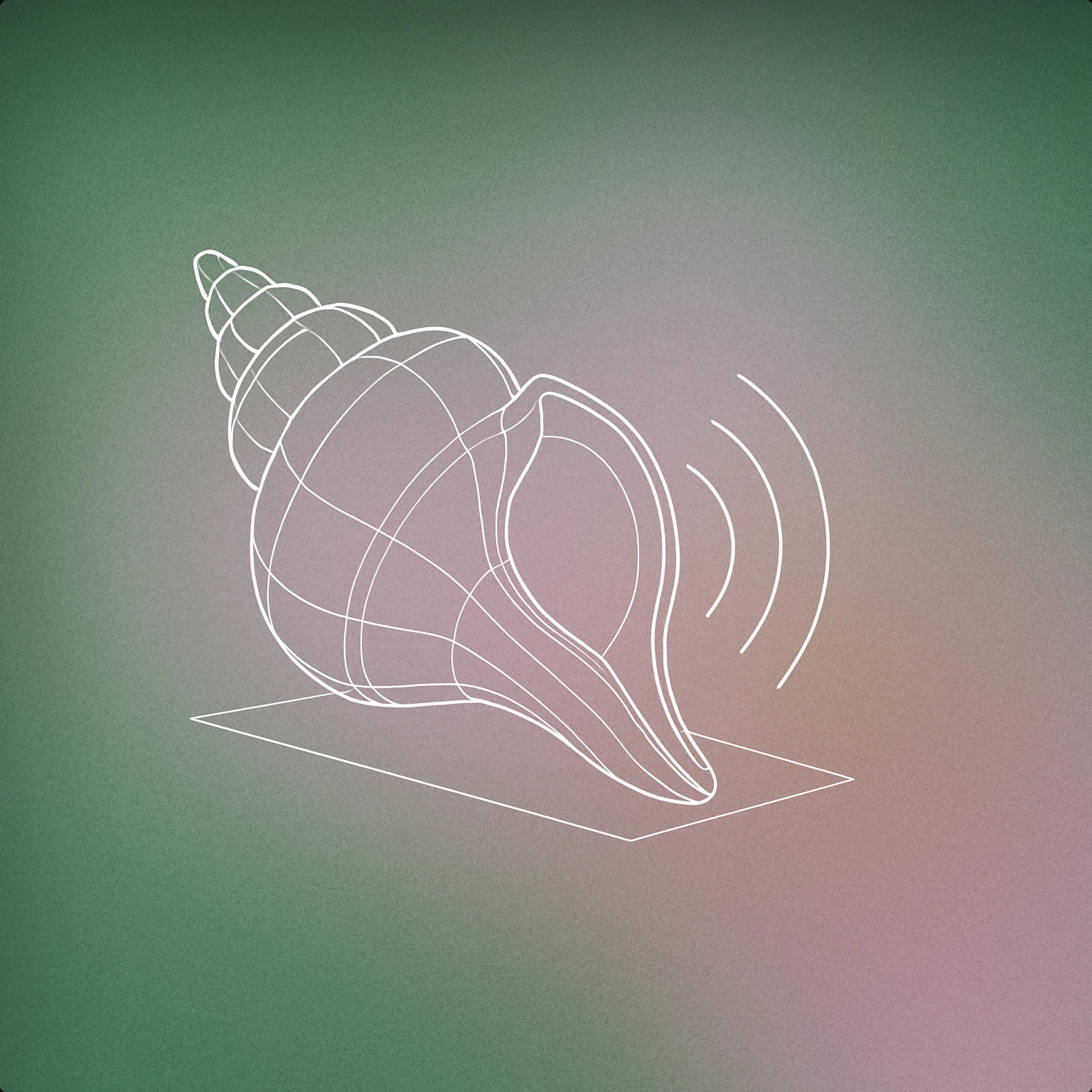 Cover of A conch shell with a stylized opening, positioned on a flat surface, with subtle soundwave lines emanating from the opening to suggest the sound of the sea. for Seaside sound effects