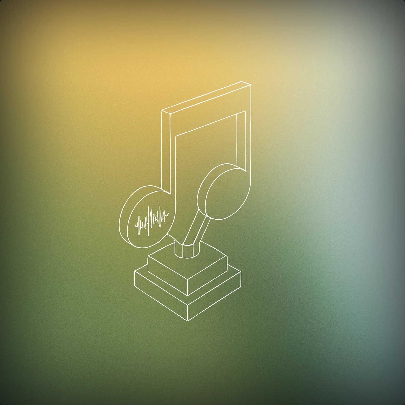 Cover of an abstract trophy shaped like a stylized note with soundwave engravings for Achievement sound effects