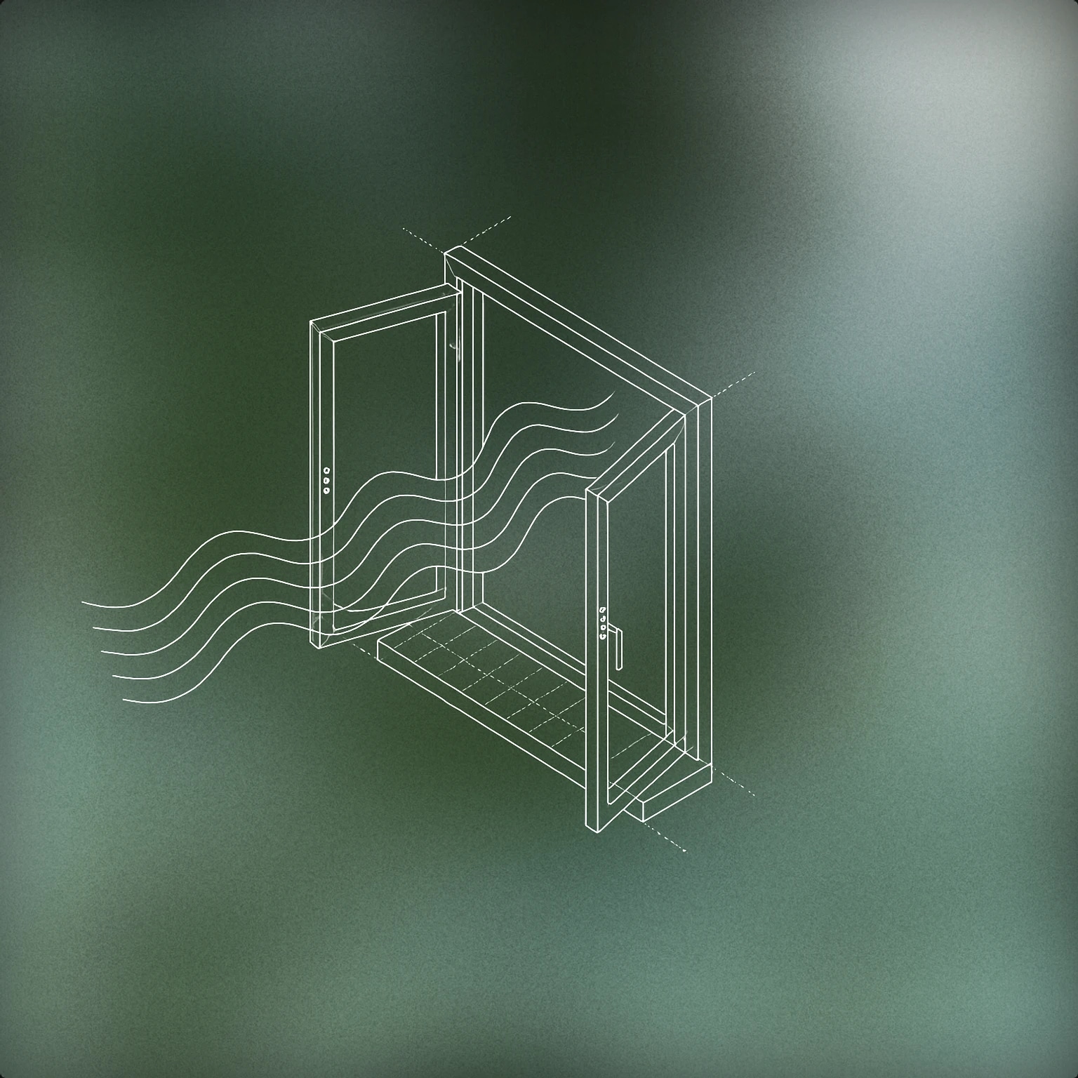 Cover of a stylized open window with gentle soundwave lines flowing through it for Environmen sound effects