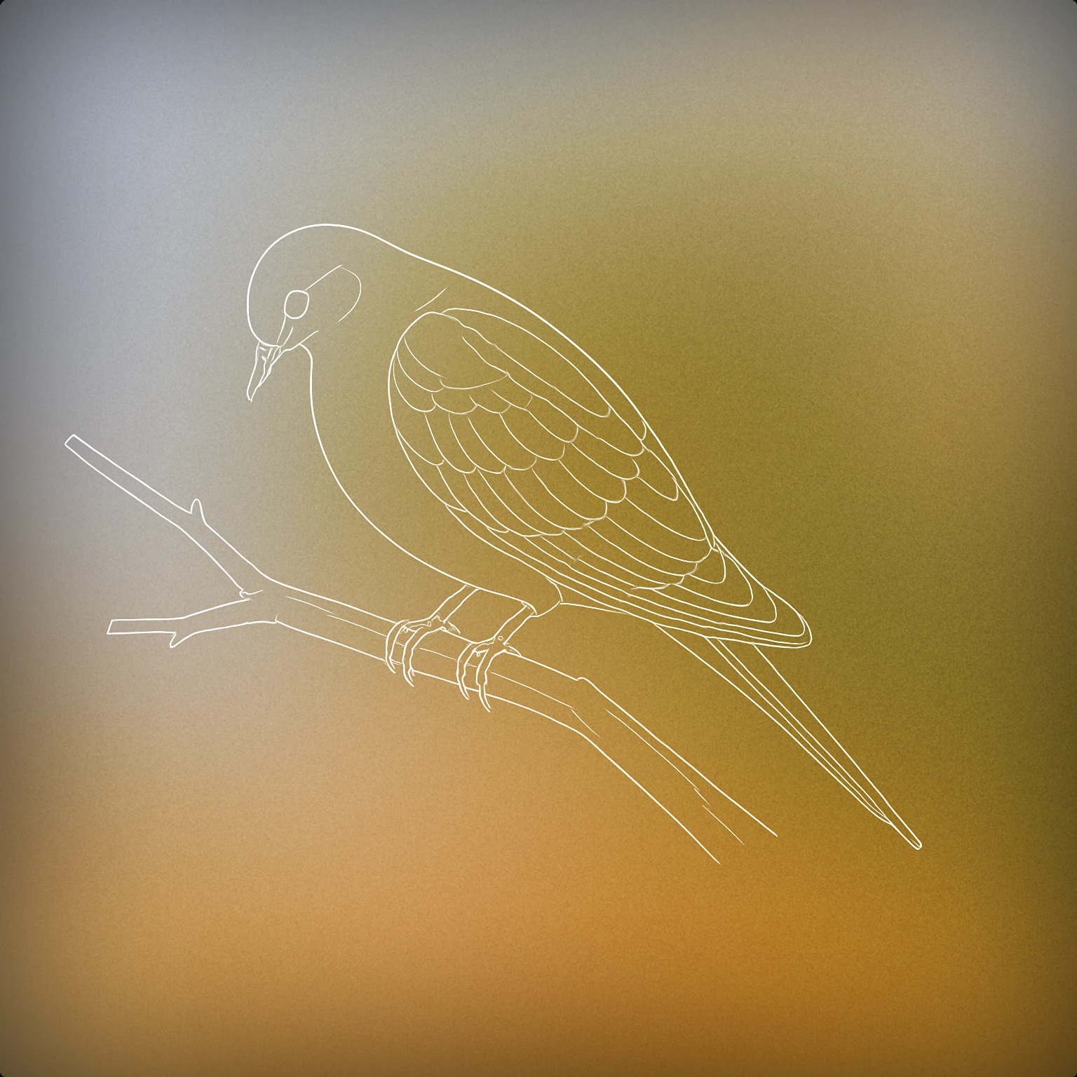 Cover of A stylized mourning dove perched on a single, bare branch, with its head slightly bowed and wings gently folded for Mourning Dove sound effects