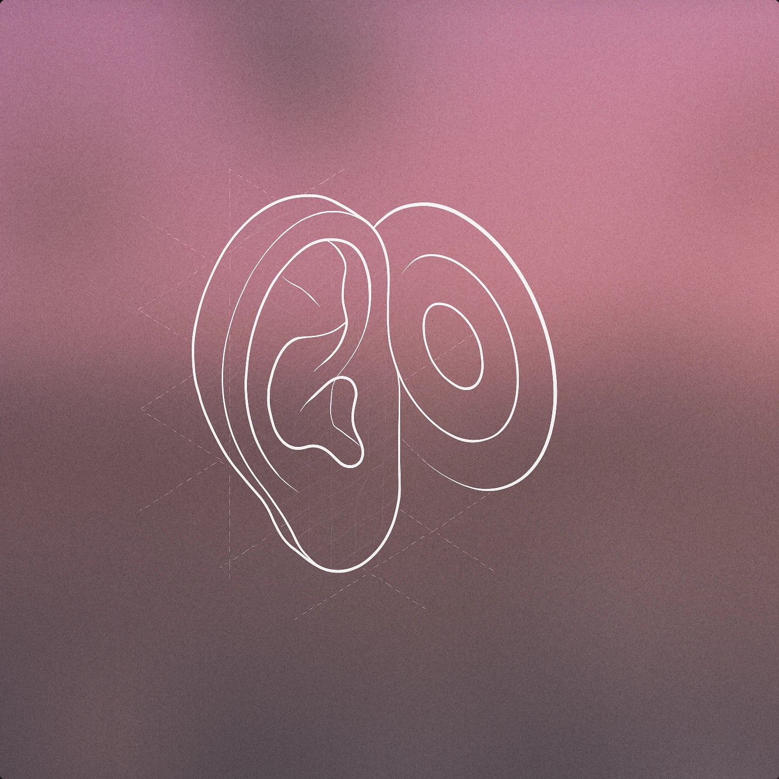 Cover of an ear with a small concentric circle around it, indicating listening from a distance for Zoom Out sound effects