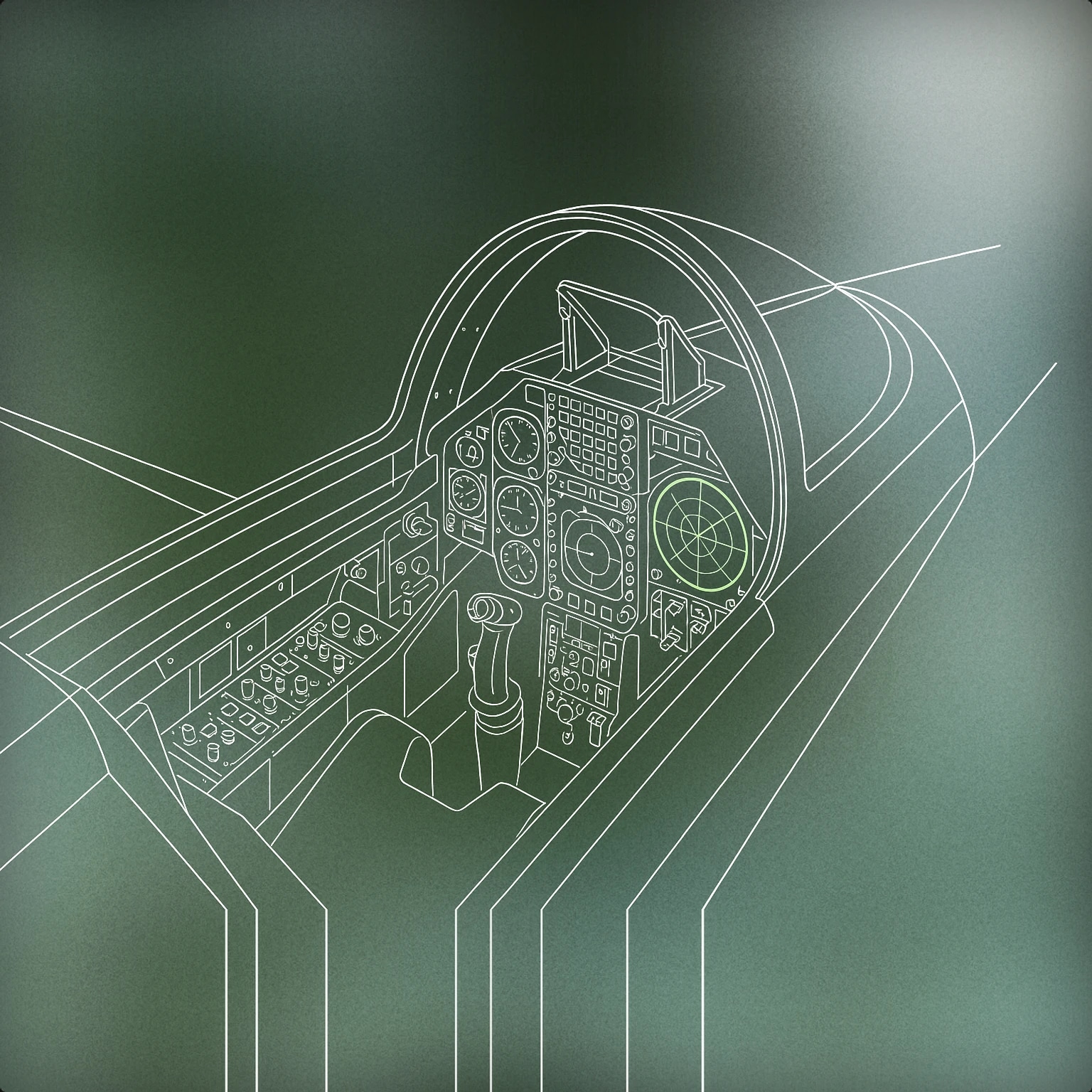 Cover of fighter jet cockpit with a highlighted radar screen for Fighter Jet sound effects