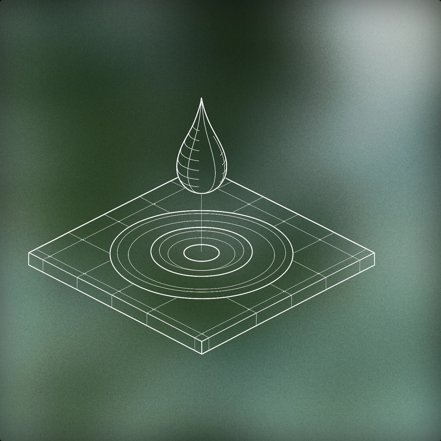 Cover of a stylized droplet hitting a flat surface, creating a single, clean ripple ring for Splat sound effects