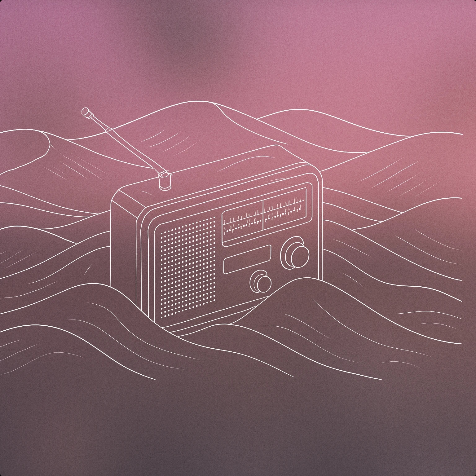 Cover of an old radio half-buried in sand dunes for Desert sound effects