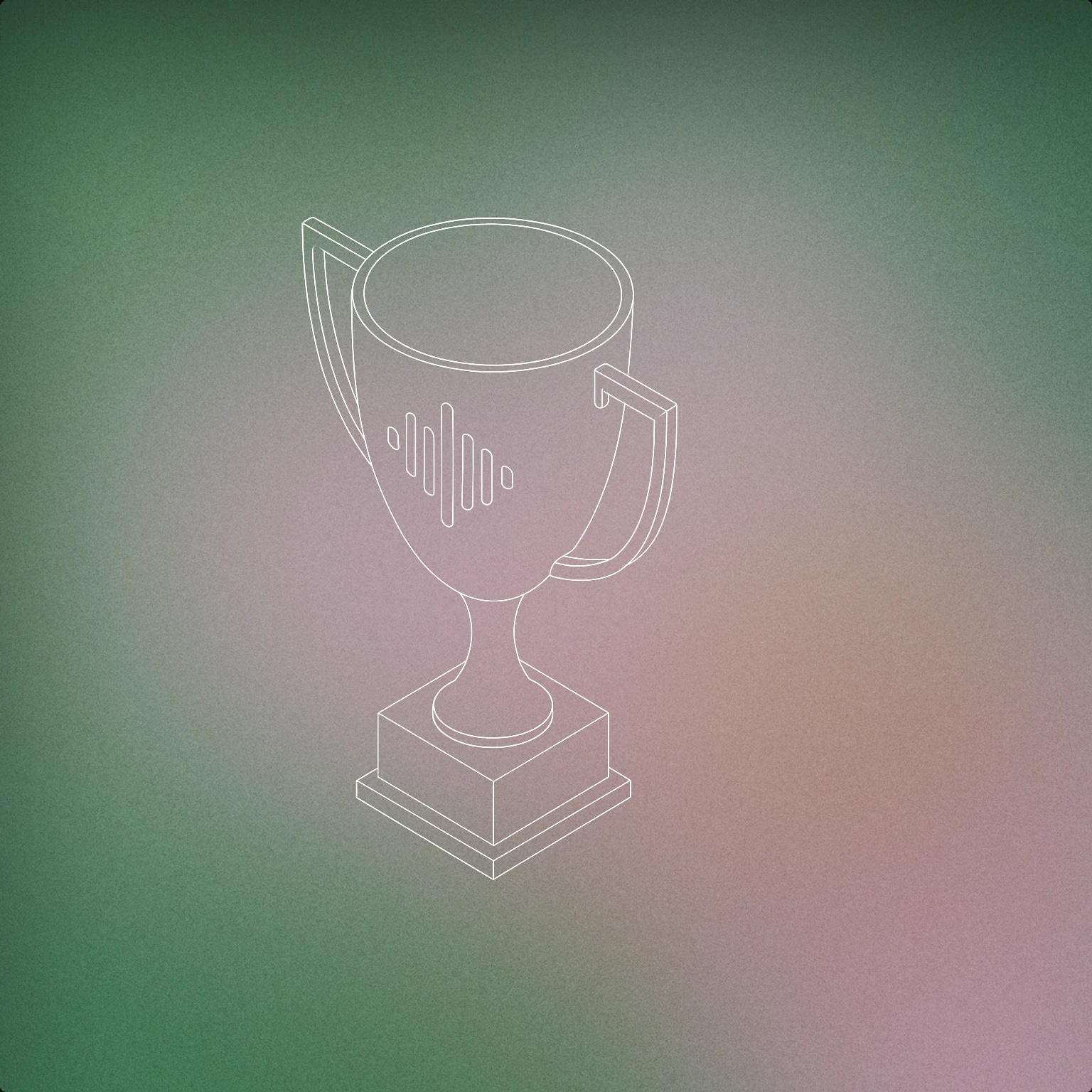 Cover of A single, upward-pointing trophy with a stylized soundwave engraved on its front for Motivational sound effects