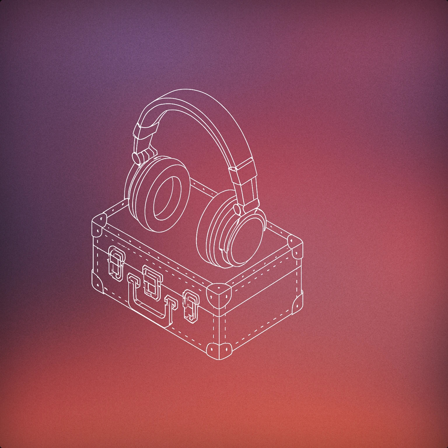 Cover of A pair of over-ear headphones draped over a classic suitcase for Travel sound effects