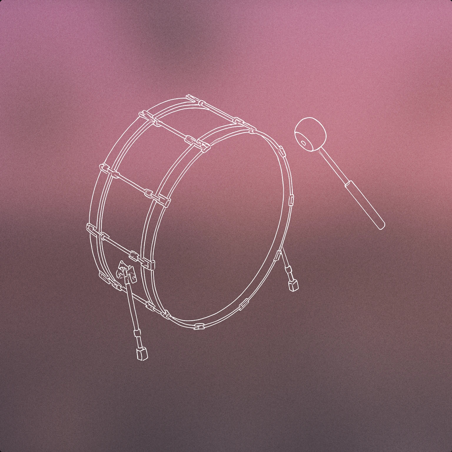 Cover of A large bass drum with a mallet poised above its surface for Cinematic Hit sound effects