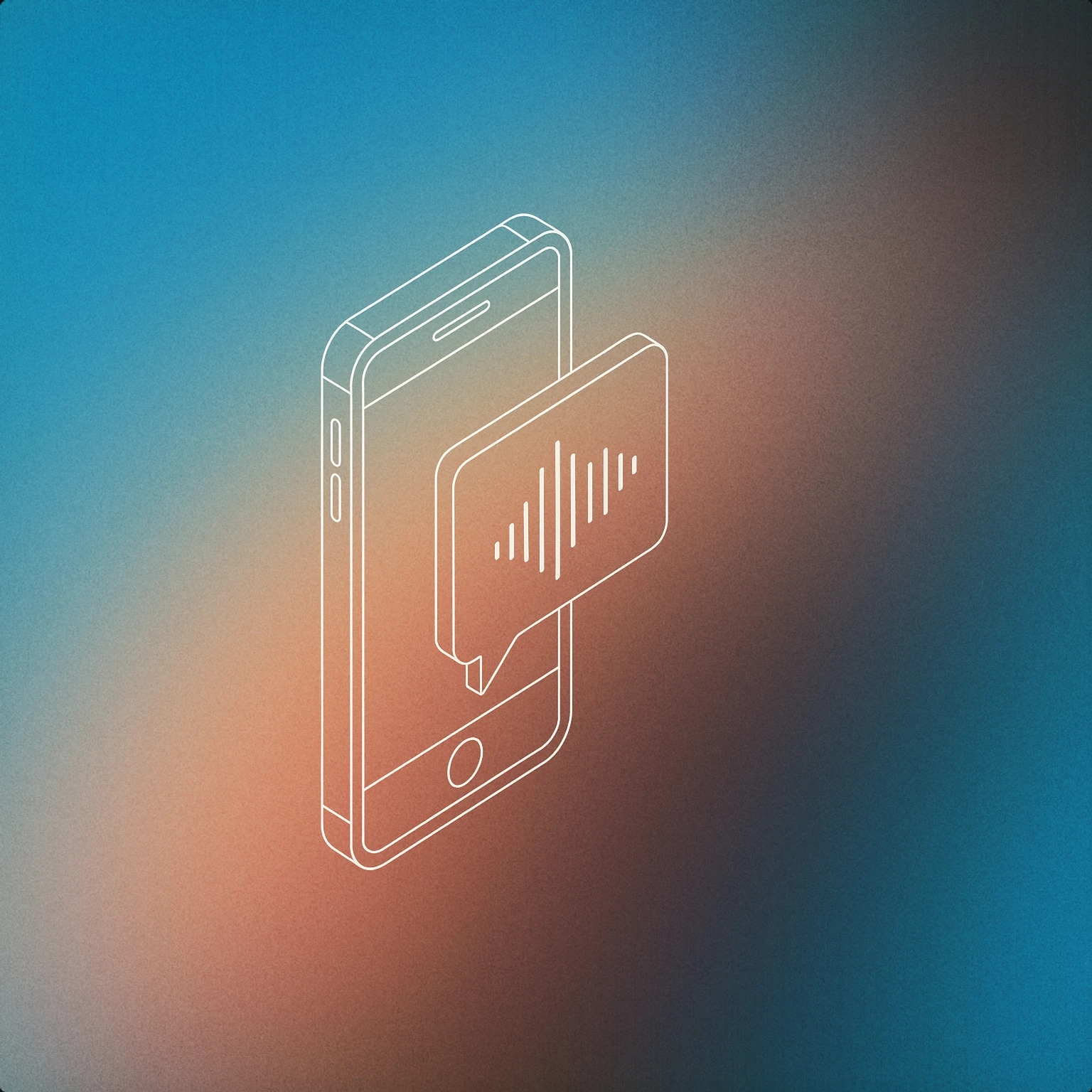 Cover of A smartphone displaying a single chat bubble with a waveform icon inside the bubble for Whatsapp sound effects