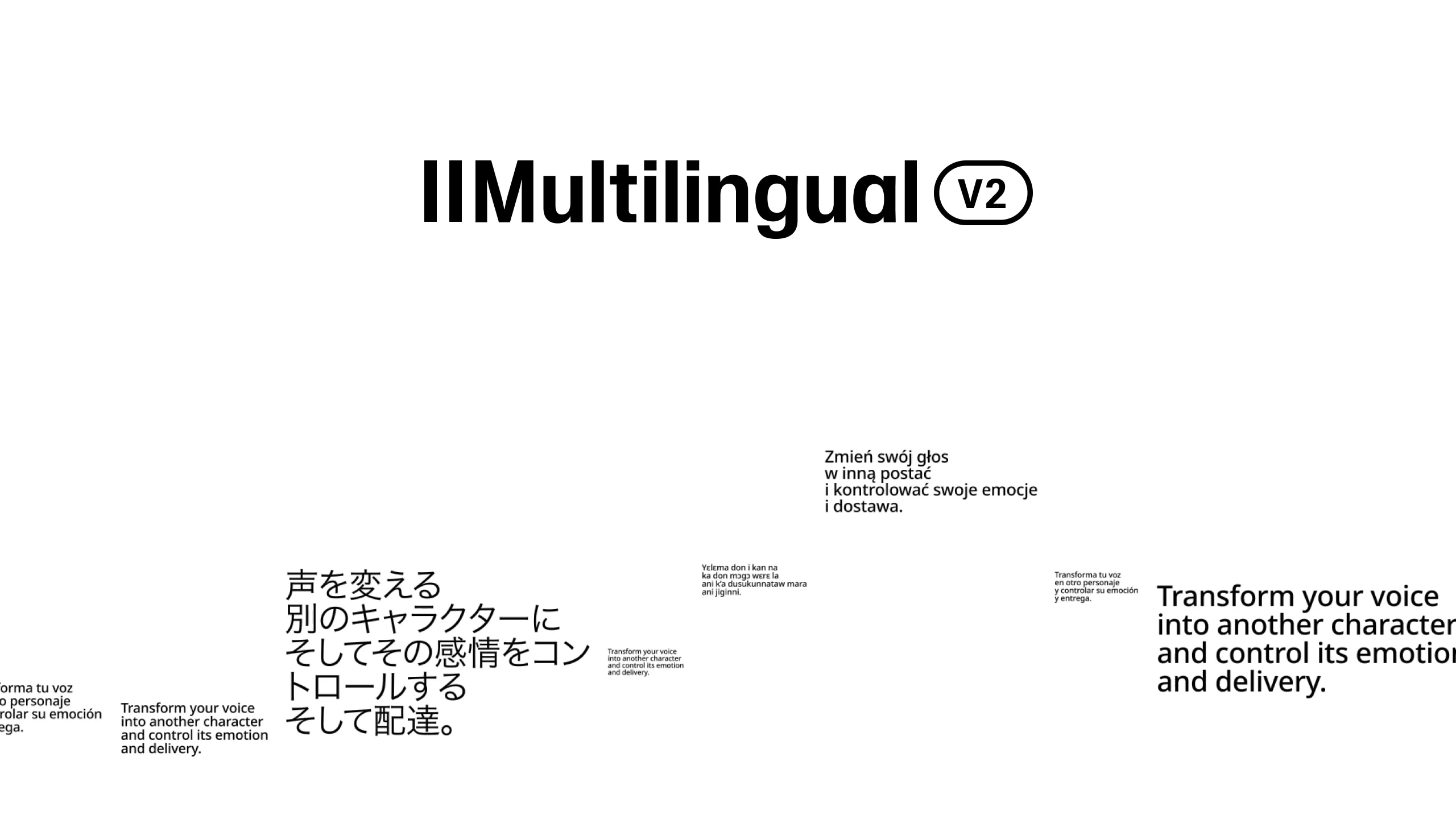 II Multilingual V2 with instructions to transform your voice into another character and control its emotion and delivery.