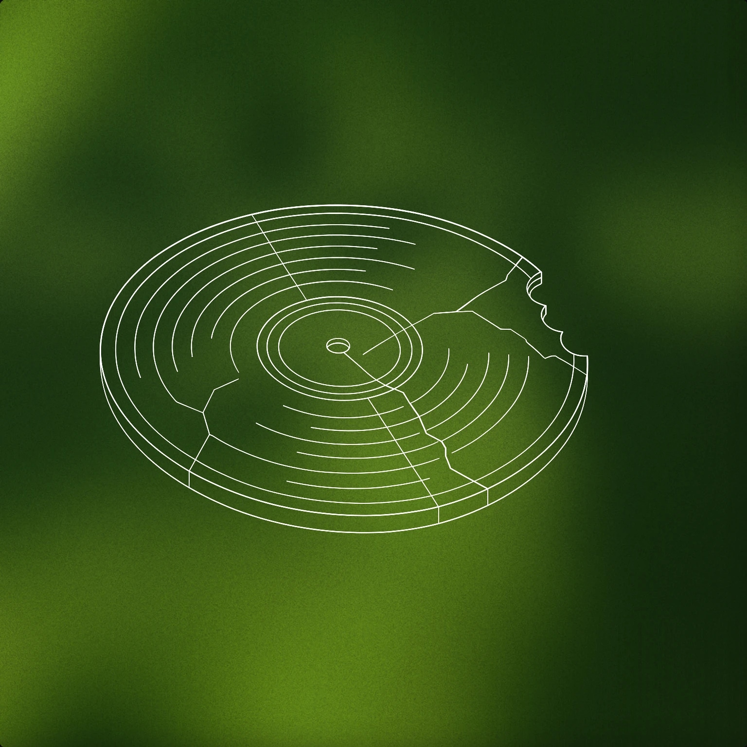 Cover of A cracked vinyl record with a bite mark on its edge for Zombie sound effects