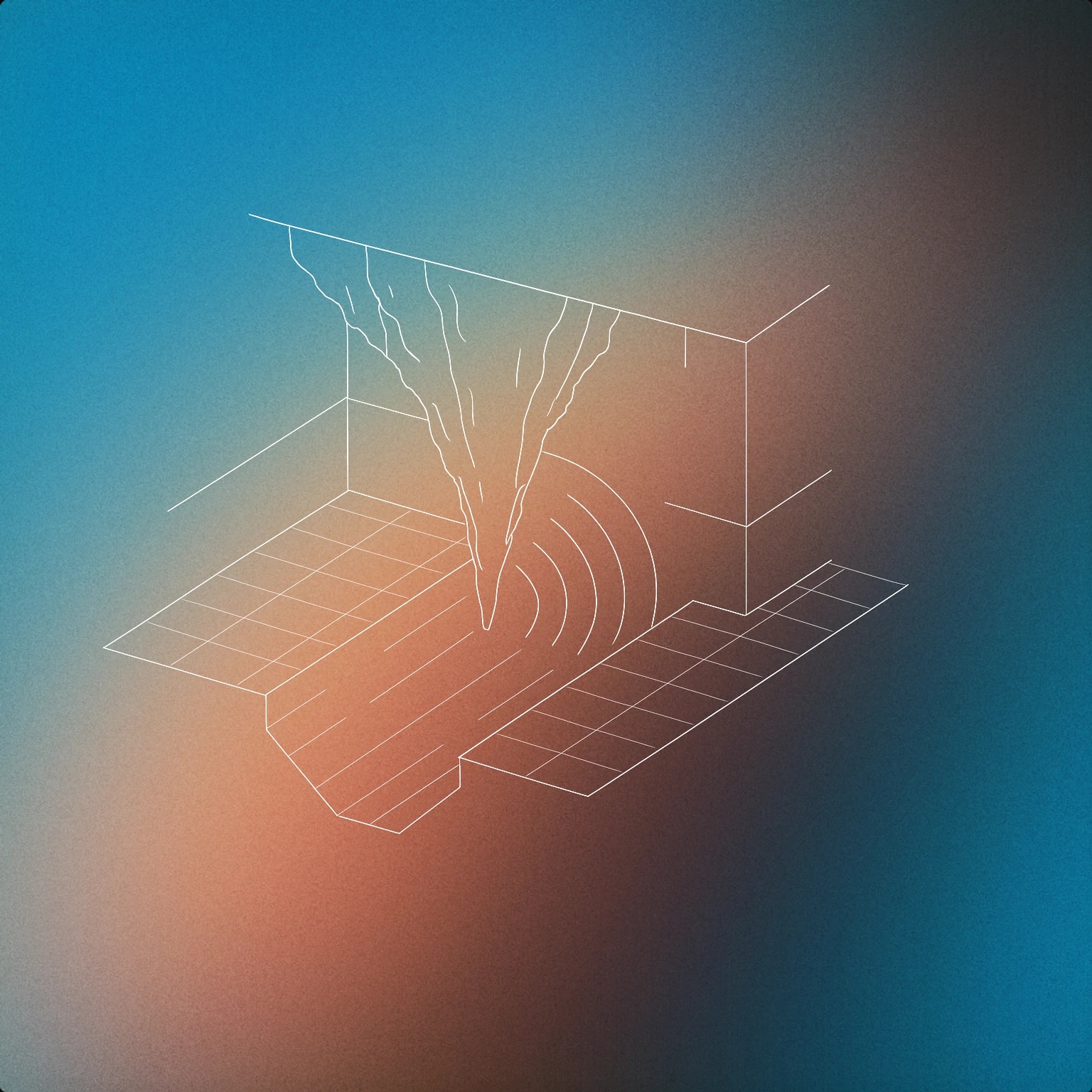 Cover of A stalactite-shaped tunnel opening emitting visible sound waves for Cave sound effects