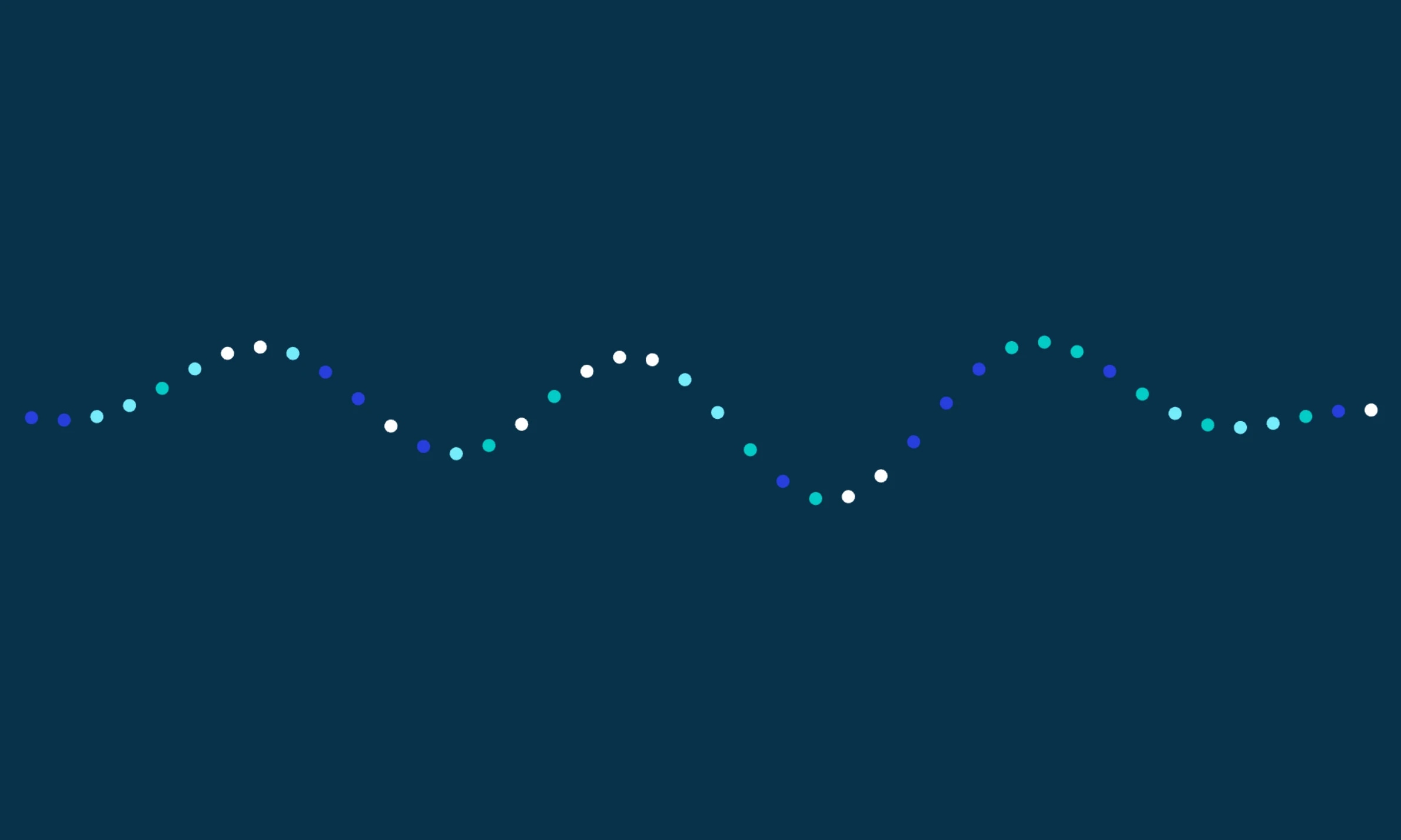 A wavy line made of small, colorful dots on a dark blue background.