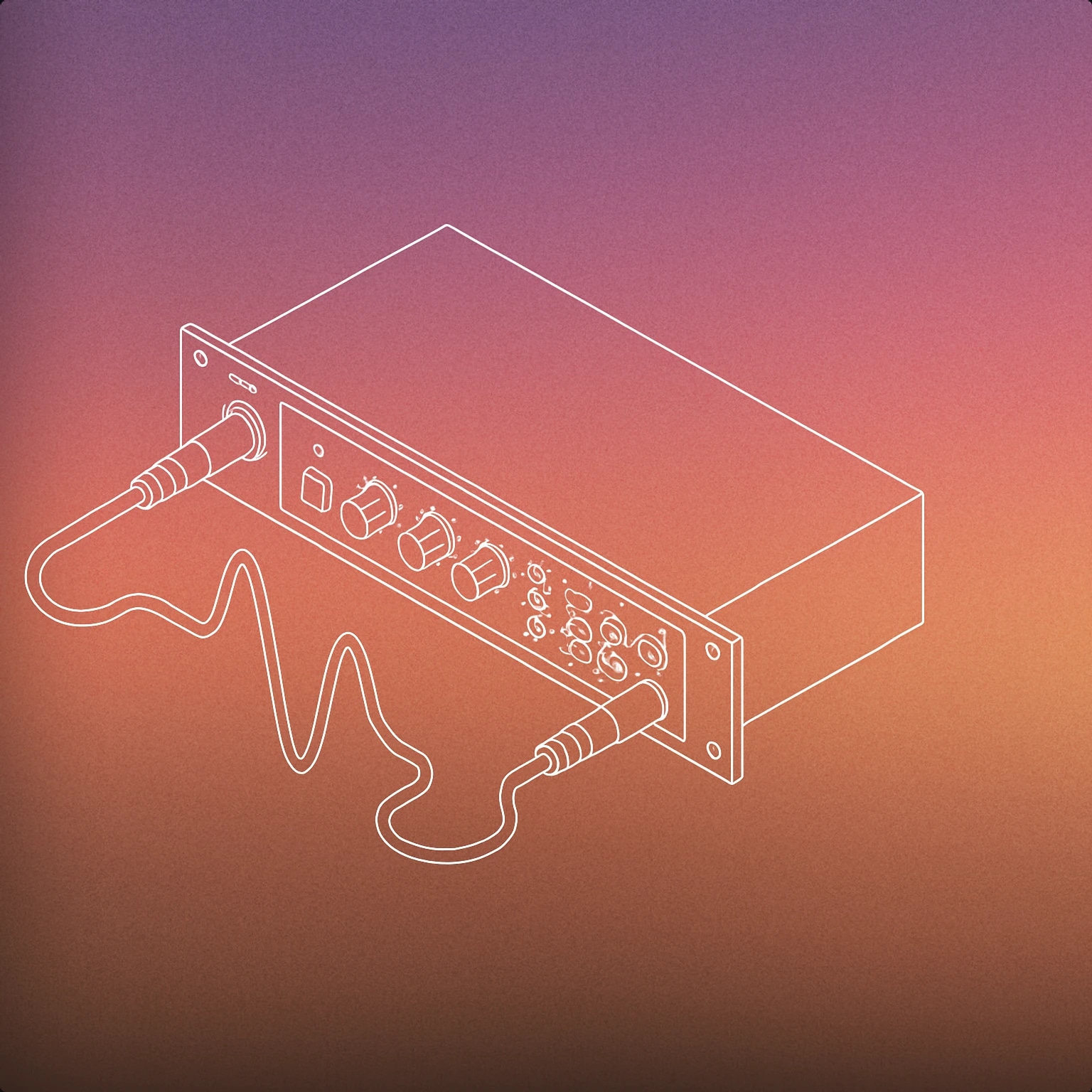 Cover of audio signal processor unit with visible input and output jacks connected by a stylized waveform path for Transformer sound effects