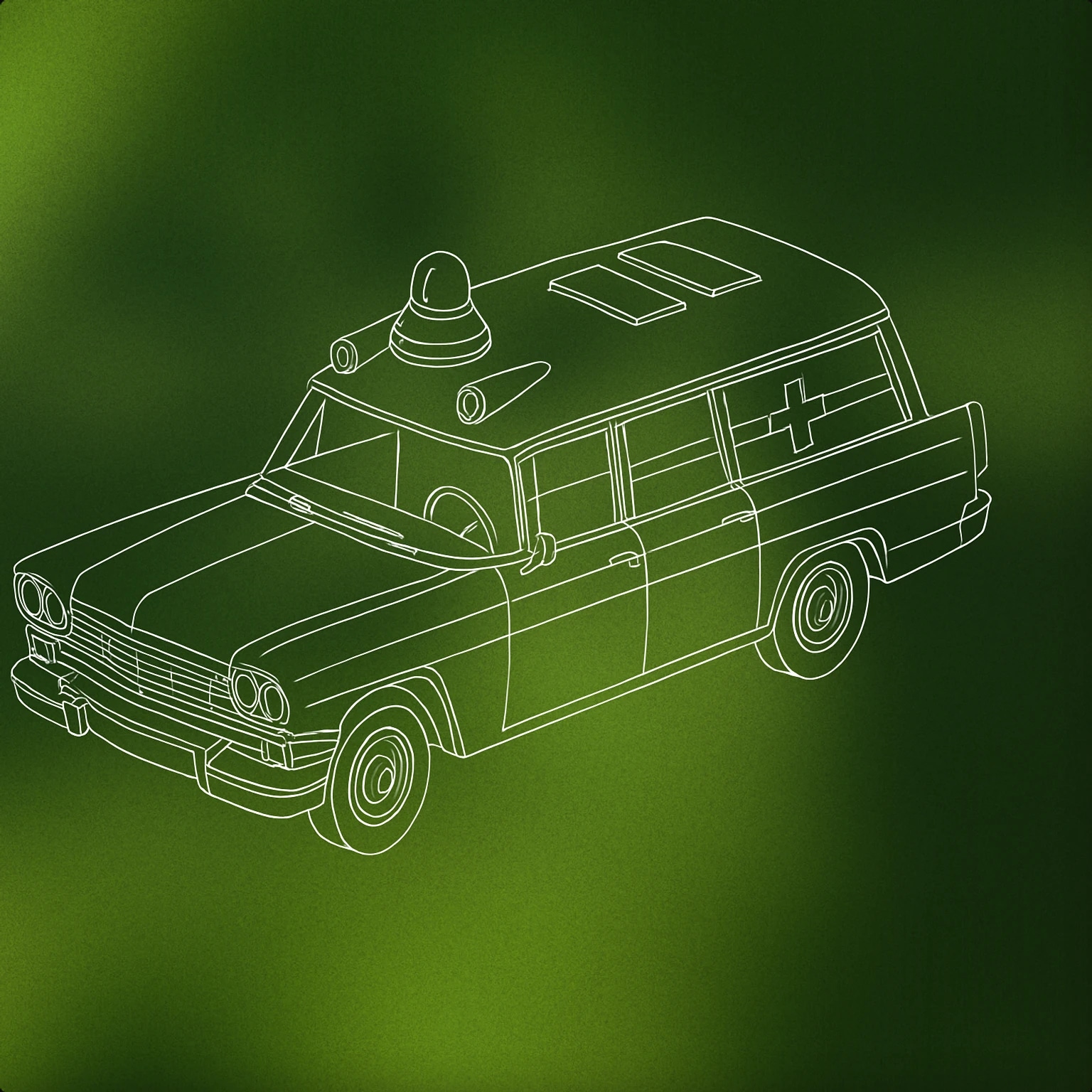 Cover of vintage ambulance with a classic roof-mounted siren for Old Ambulance Siren sound effects