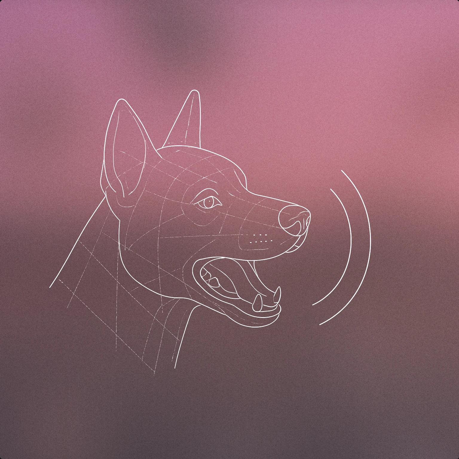 Cover of a stylized dog head with an open mouth, emitting a single, clean soundwave arc for Bark sound effects