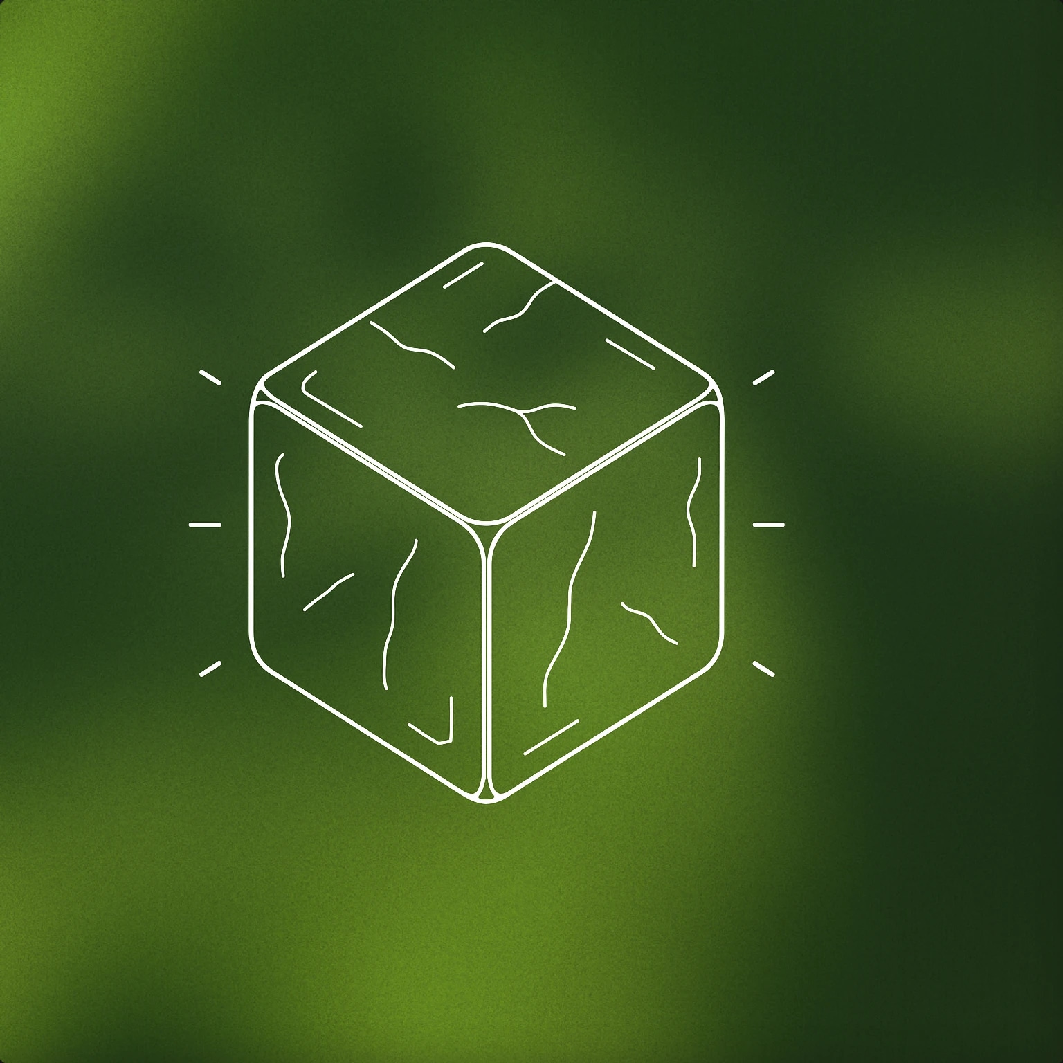 Cover of a single ice cube with visible vibration lines on its surface for Cold sound effects