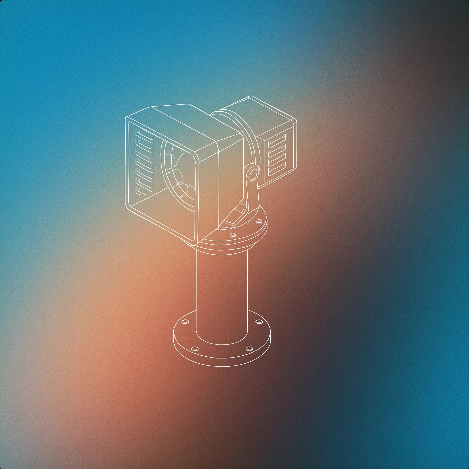 Cover of rotating air raid siren mounted on a cylindrical pedestal for Civil Defense Siren sound effects