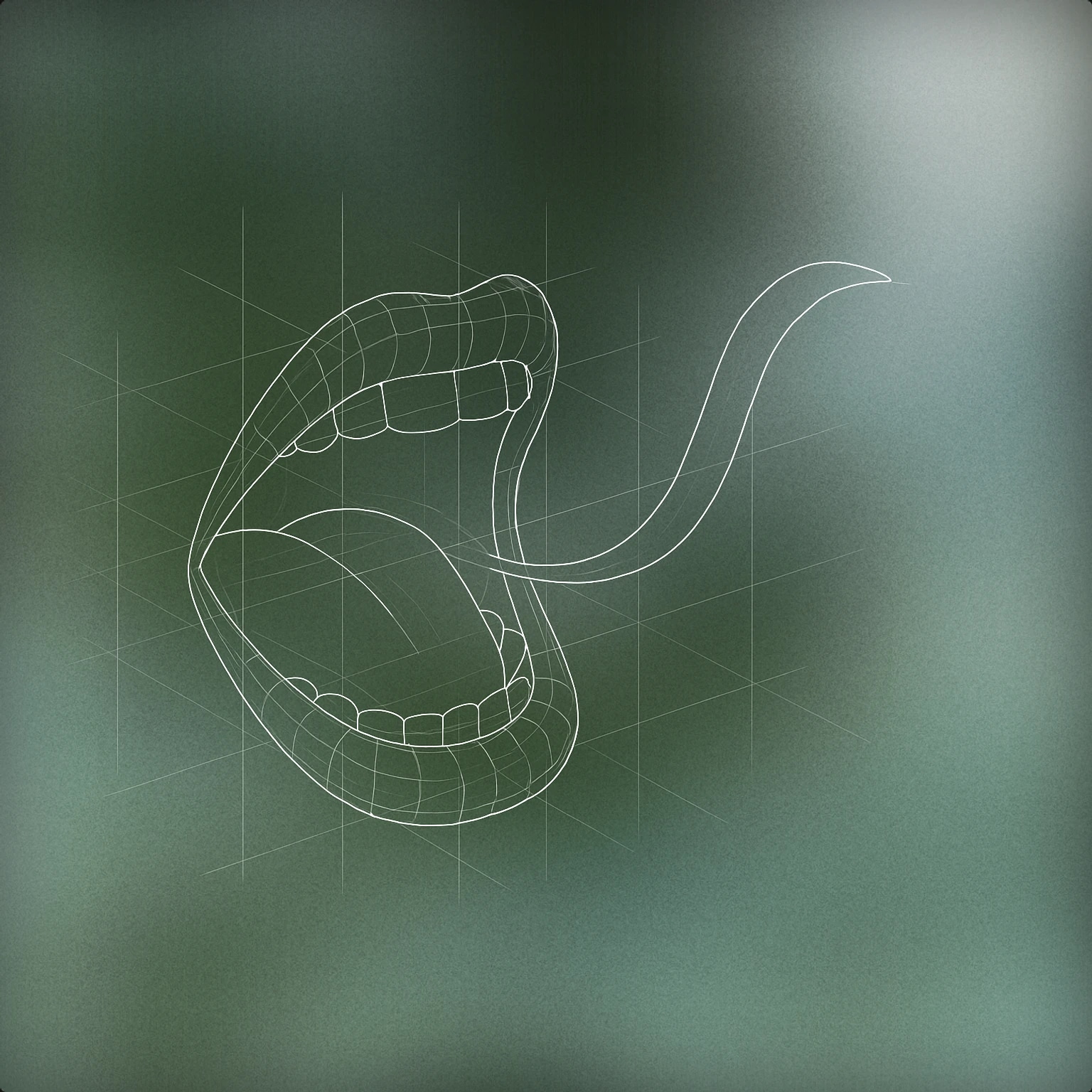 Cover of a stylized open mouth with a single, flowing arc emerging outward for Vomit sound effects