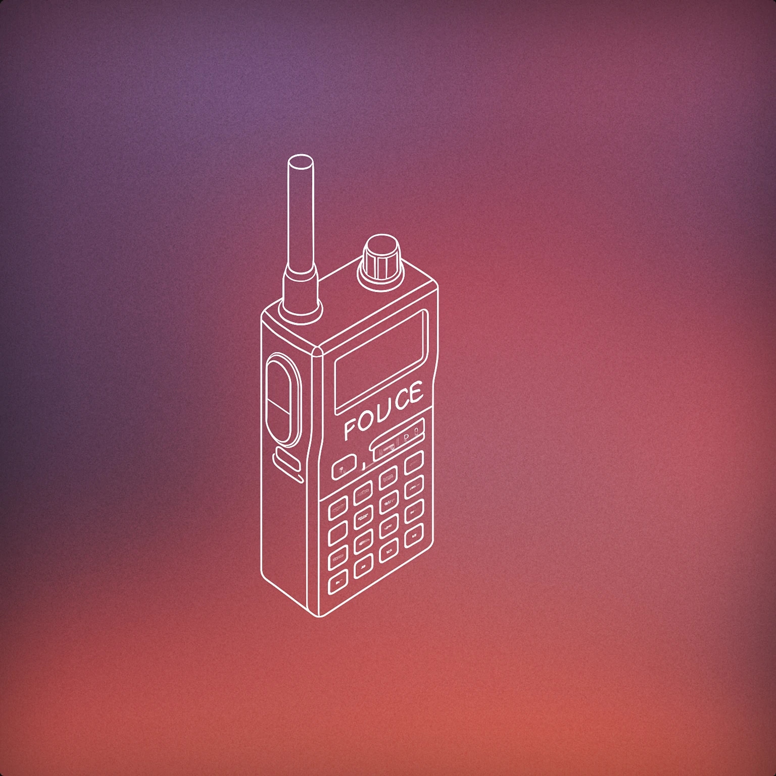 Cover of handheld police radio with a prominent antenna and a push-to-talk button for Police Radio Chatter sound effects