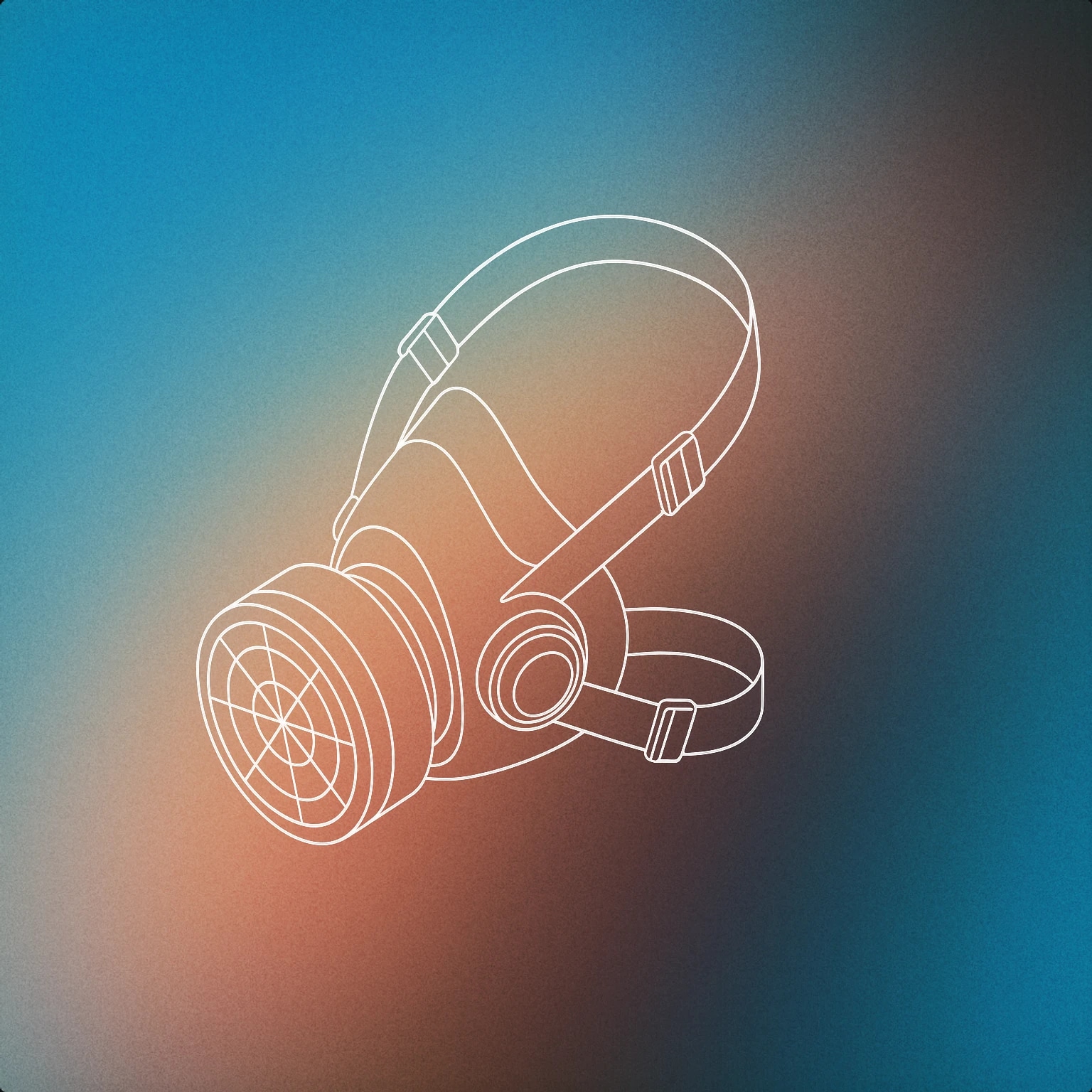 Cover of A stylized gas mask with a single, prominent circular filter and simplified ear straps for Gas sound effects