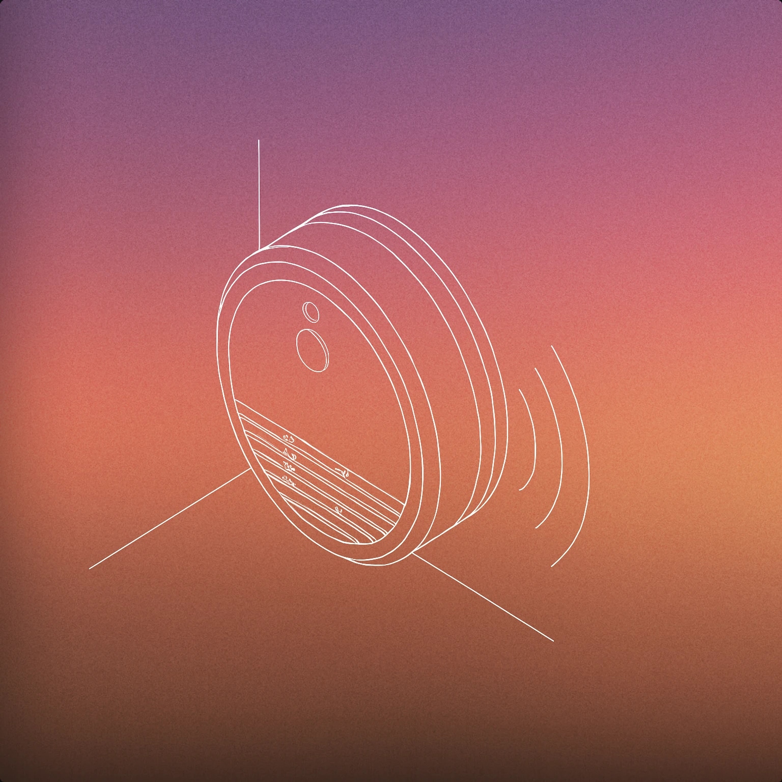 Cover of wall-mounted smoke alarm with a single stylized soundwave emanating from it for Smoke Alarm Chirping sound effects