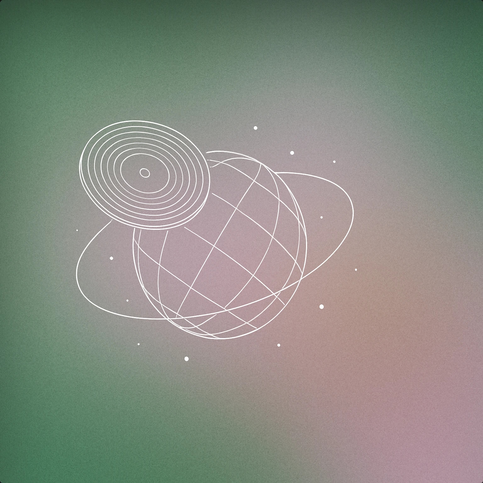 Cover of A record disc orbiting around a stylized abstract planet for Universe sound effects