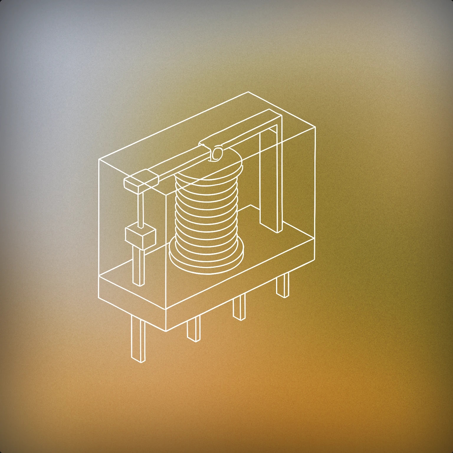 Cover of A stylized relay switch with a visible coil and contact arm, depicted in a simplified geometric form for Relay sound effects