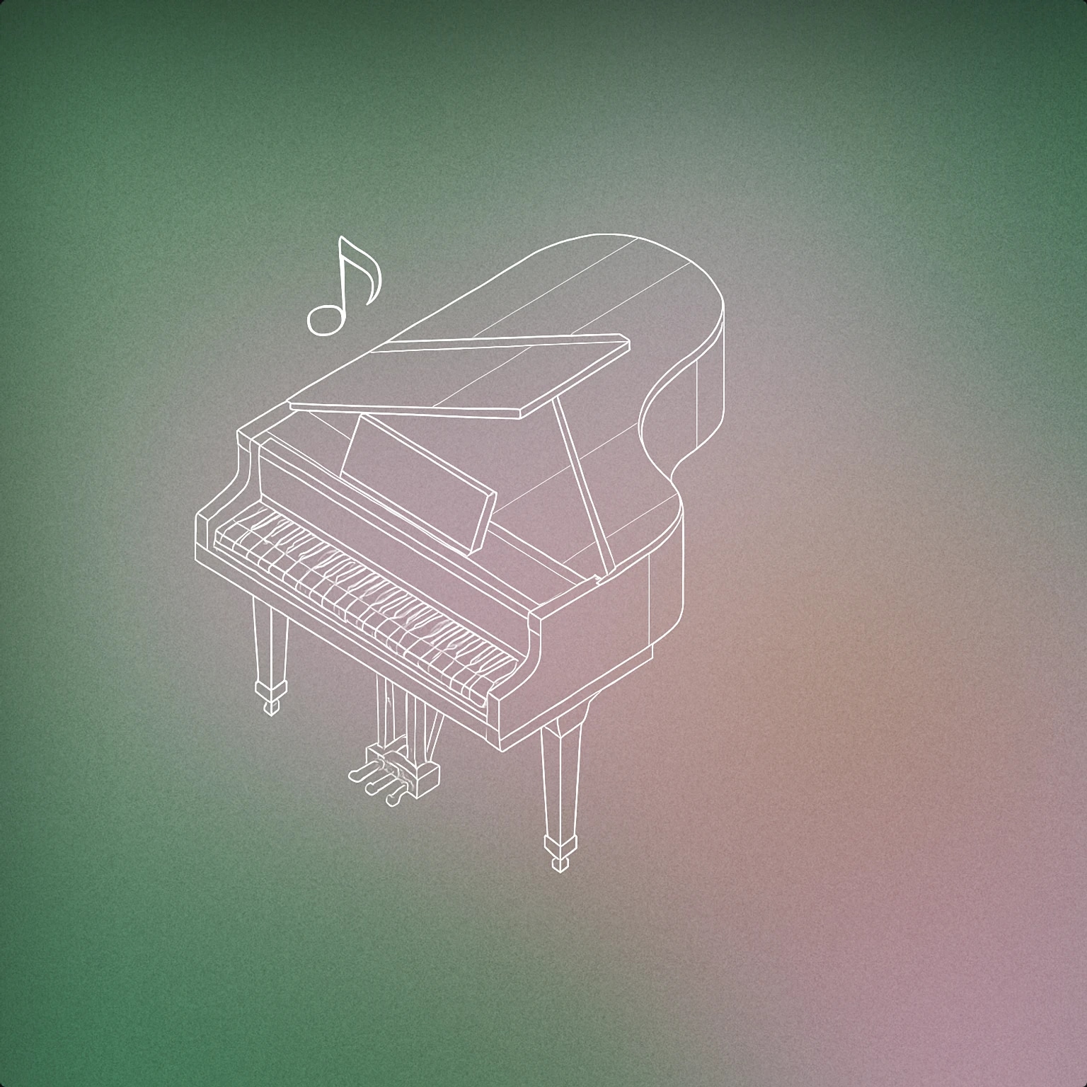 Cover of A grand piano with a stylized closed lid and a single music note hovering above it for Background Music sound effects