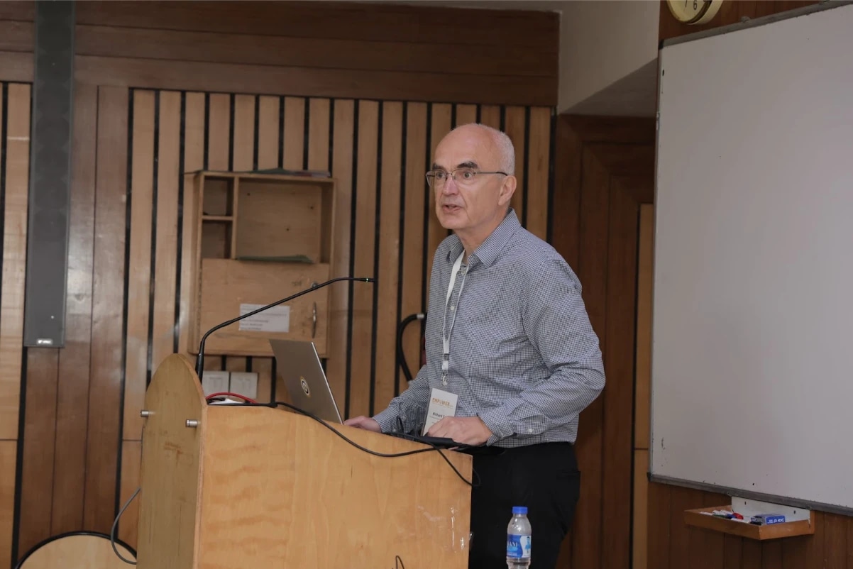 Richard Cave, PhD demonstrating ElevenLabs voice cloning at the Empower India Conference